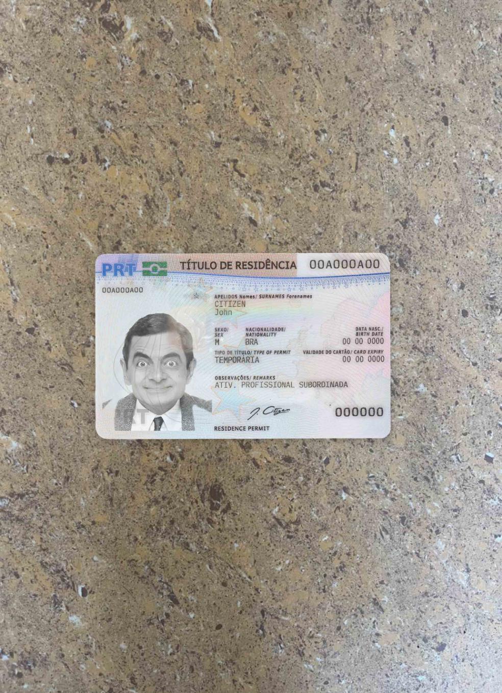 Download Portugal residence permitl photolook FRONT Photoshop template